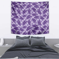 Purple Hawaii Kalo Palaka Motifs Tapestry Hawaiian Taro Leaves Elegant Vibes - Polynesian Pride