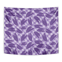 Purple Hawaii Kalo Palaka Motifs Tapestry Hawaiian Taro Leaves Elegant Vibes - Polynesian Pride
