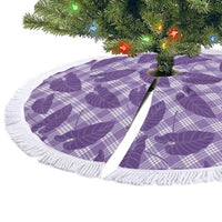 Purple Hawaii Kalo Palaka Motifs Tree Skirt Hawaiian Taro Leaves Elegant Vibes - Polynesian Pride