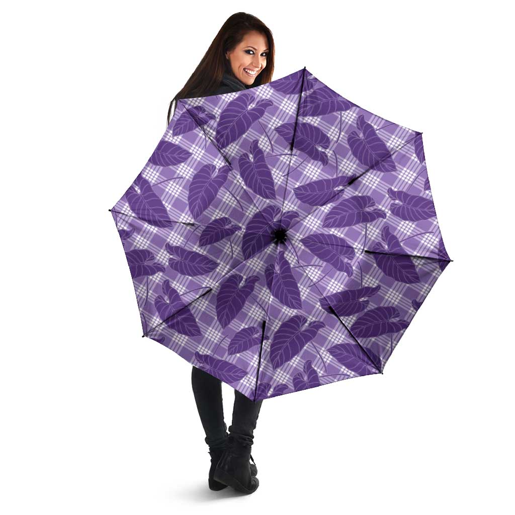 Purple Hawaii Kalo Palaka Motifs Umbrella Hawaiian Taro Leaves Elegant Vibes - Polynesian Pride
