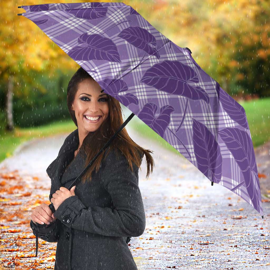 Purple Hawaii Kalo Palaka Motifs Umbrella Hawaiian Taro Leaves Elegant Vibes - Polynesian Pride