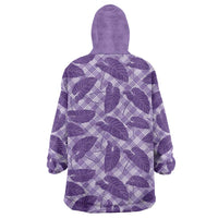 Purple Hawaii Kalo Palaka Motifs Wearable Blanket Hoodie Hawaiian Taro Leaves Elegant Vibes - Polynesian Pride