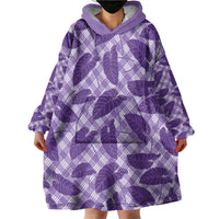 Purple Hawaii Kalo Palaka Motifs Wearable Blanket Hoodie Hawaiian Taro Leaves Elegant Vibes - Polynesian Pride