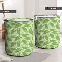 Green Hawaii Kalo Palaka Motifs Laundry Basket Hawaiian Taro Leaves Elegant Vibes - Polynesian Pride