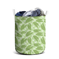 Green Hawaii Kalo Palaka Motifs Laundry Basket Hawaiian Taro Leaves Elegant Vibes - Polynesian Pride
