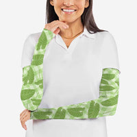 Green Hawaii Kalo Palaka Motifs Arm Sleeves Hawaiian Taro Leaves Elegant Vibes - Polynesian Pride