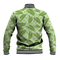 Green Hawaii Kalo Palaka Motifs Baseball Jacket Hawaiian Taro Leaves Elegant Vibes - Polynesian Pride