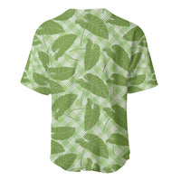 Green Hawaii Kalo Palaka Motifs Baseball Jersey Hawaiian Taro Leaves Elegant Vibes - Polynesian Pride
