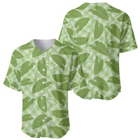 Green Hawaii Kalo Palaka Motifs Baseball Jersey Hawaiian Taro Leaves Elegant Vibes - Polynesian Pride