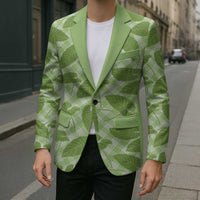 Green Hawaii Kalo Palaka Motifs Blazer Hawaiian Taro Leaves Elegant Vibes - Polynesian Pride