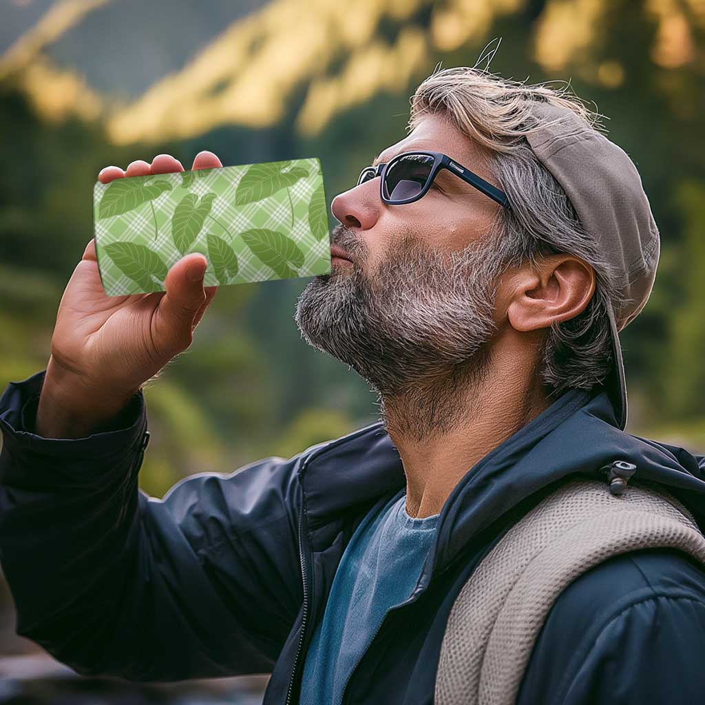 Green Hawaii Kalo Palaka Motifs 4 in 1 Can Cooler Tumbler Hawaiian Taro Leaves Elegant Vibes - Polynesian Pride