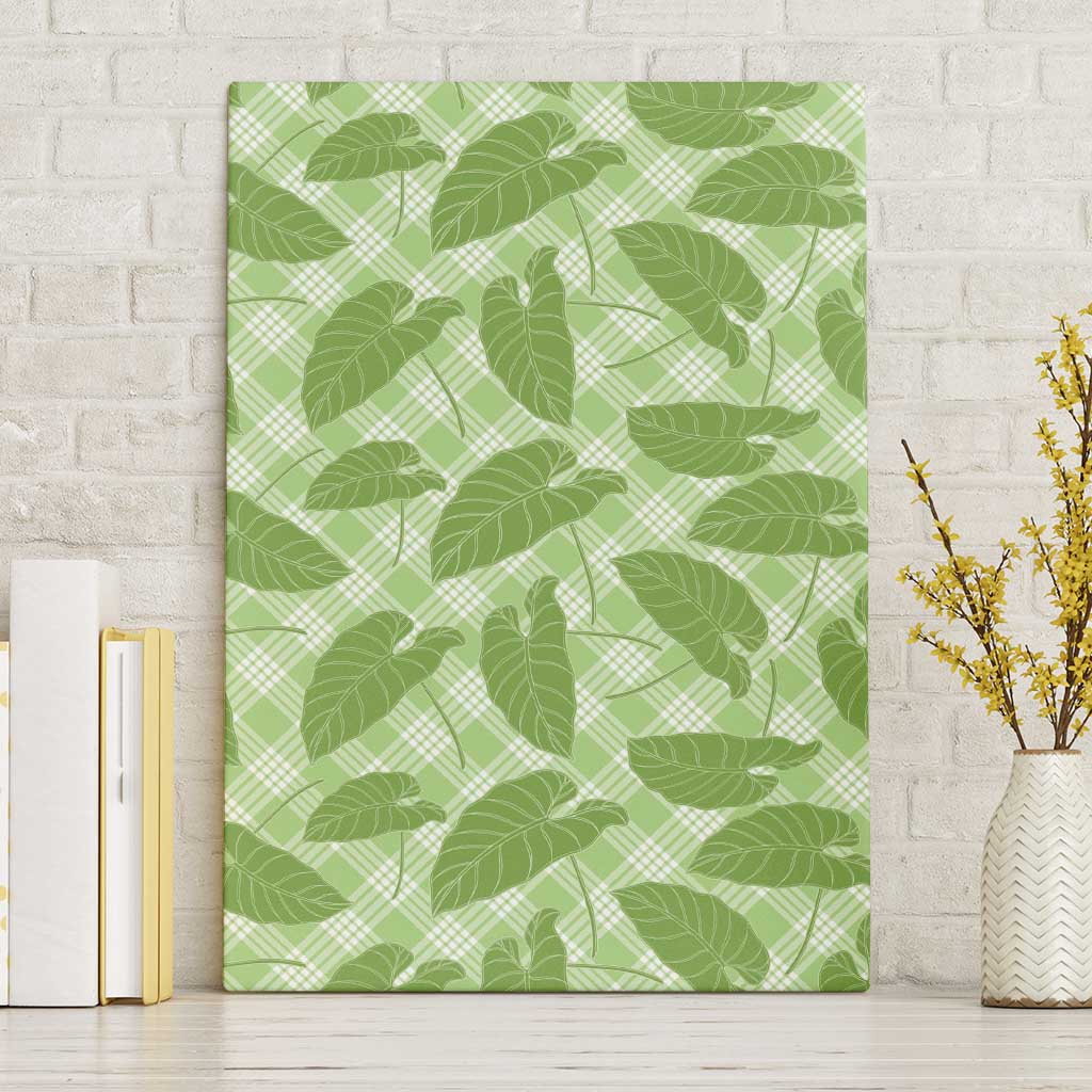 Green Hawaii Kalo Palaka Motifs Canvas Wall Art Hawaiian Taro Leaves Elegant Vibes - Polynesian Pride