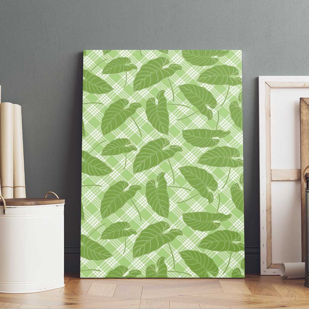 Green Hawaii Kalo Palaka Motifs Canvas Wall Art Hawaiian Taro Leaves Elegant Vibes - Polynesian Pride