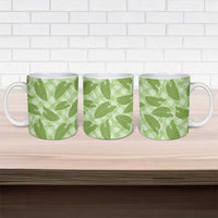 Green Hawaii Kalo Palaka Motifs Ceramic Mug Hawaiian Taro Leaves Elegant Vibes - Polynesian Pride