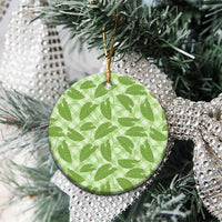 Green Hawaii Kalo Palaka Motifs Ceramic Ornament Hawaiian Taro Leaves Elegant Vibes - Polynesian Pride
