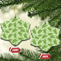Green Hawaii Kalo Palaka Motifs Ceramic Ornament Hawaiian Taro Leaves Elegant Vibes - Polynesian Pride