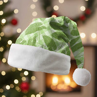 Green Hawaii Kalo Palaka Motifs Christmas Santa Hat Hawaiian Taro Leaves Elegant Vibes - Polynesian Pride