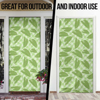 Green Hawaii Kalo Palaka Motifs Door Cover Hawaiian Taro Leaves Elegant Vibes - Polynesian Pride