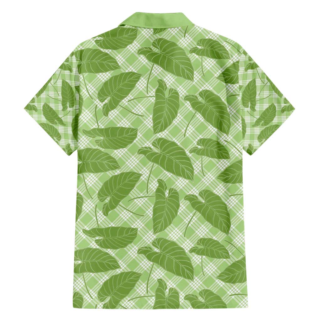 Green Hawaii Kalo Palaka Motifs Family Matching Off Shoulder Maxi Dress and Hawaiian Shirt Hawaiian Taro Leaves Elegant Vibes - Polynesian Pride