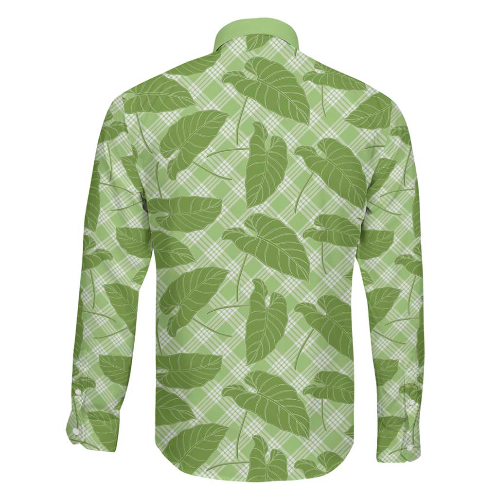 Green Hawaii Kalo Palaka Motifs Family Matching Puletasi and Hawaiian Shirt Hawaiian Taro Leaves Elegant Vibes - Polynesian Pride