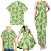 Green Hawaii Kalo Palaka Motifs Family Matching Tank Maxi Dress and Hawaiian Shirt Hawaiian Taro Leaves Elegant Vibes - Polynesian Pride