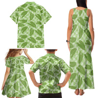Green Hawaii Kalo Palaka Motifs Family Matching Tank Maxi Dress and Hawaiian Shirt Hawaiian Taro Leaves Elegant Vibes - Polynesian Pride