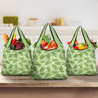 Green Hawaii Kalo Palaka Motifs Grocery Bag Hawaiian Taro Leaves Elegant Vibes - Polynesian Pride