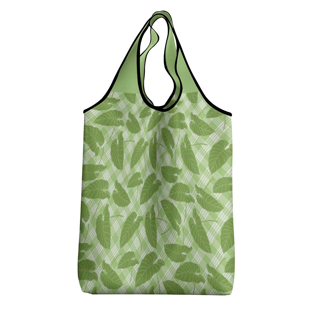 Green Hawaii Kalo Palaka Motifs Grocery Bag Hawaiian Taro Leaves Elegant Vibes - Polynesian Pride