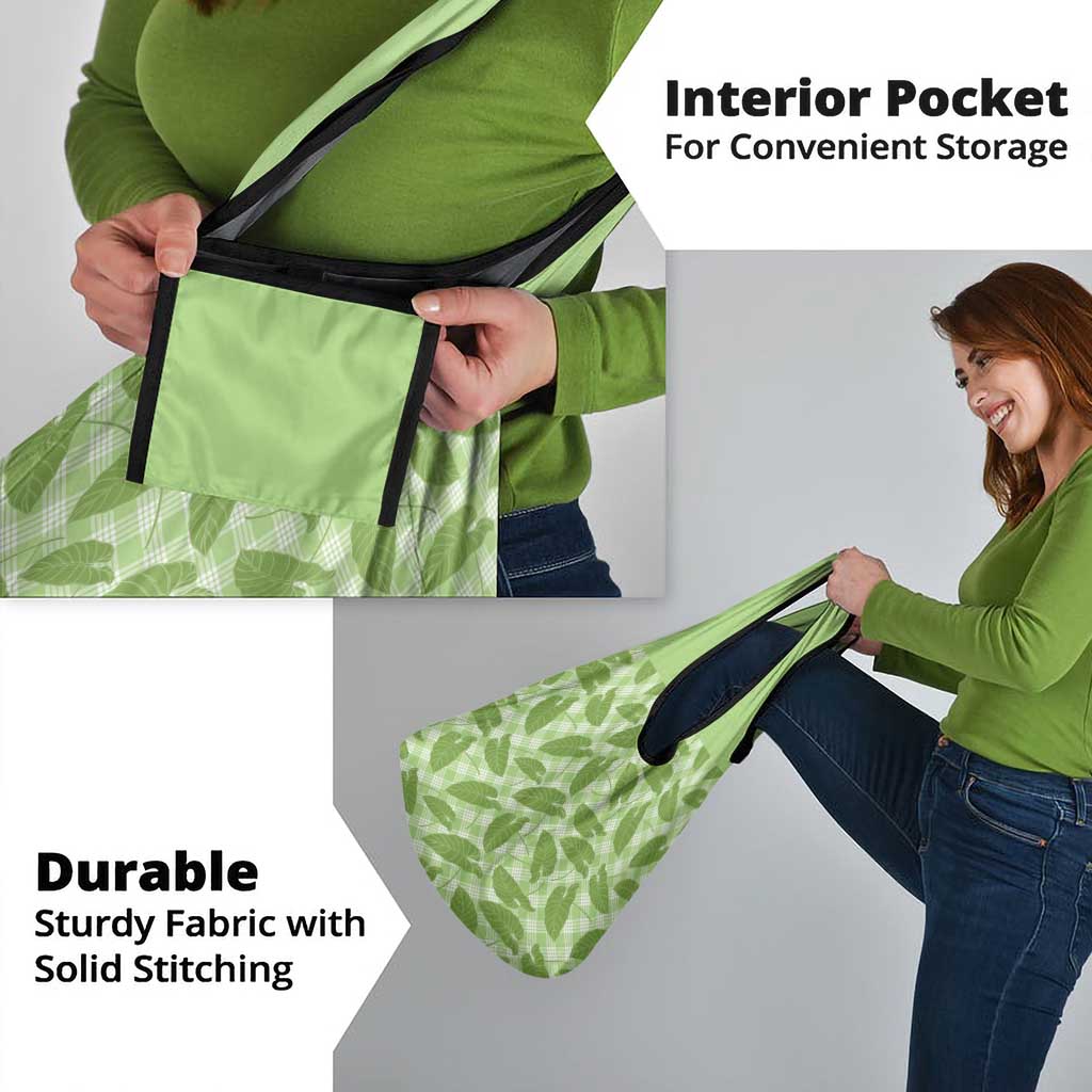 Green Hawaii Kalo Palaka Motifs Grocery Bag Hawaiian Taro Leaves Elegant Vibes - Polynesian Pride