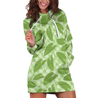 Green Hawaii Kalo Palaka Motifs Hoodie Dress Hawaiian Taro Leaves Elegant Vibes - Polynesian Pride