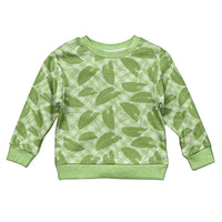 Green Hawaii Kalo Palaka Motifs Kid Ugly Christmas Sweater Hawaiian Taro Leaves Elegant Vibes - Polynesian Pride