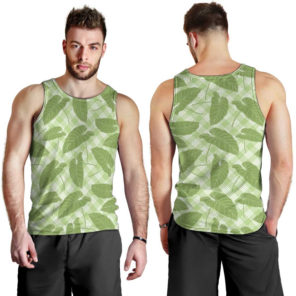Green Hawaii Kalo Palaka Motifs Men Tank Top Hawaiian Taro Leaves Elegant Vibes - Polynesian Pride