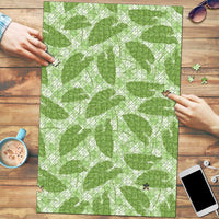 Green Hawaii Kalo Palaka Motifs Puzzle Hawaiian Taro Leaves Elegant Vibes - Polynesian Pride