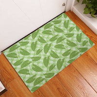 Green Hawaii Kalo Palaka Motifs Rubber Doormat Hawaiian Taro Leaves Elegant Vibes - Polynesian Pride
