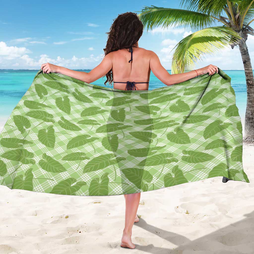 Green Hawaii Kalo Palaka Motifs Sarong Hawaiian Taro Leaves Elegant Vibes - Polynesian Pride