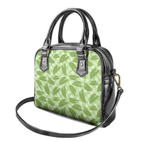 Green Hawaii Kalo Palaka Motifs Shoulder Handbag Hawaiian Taro Leaves Elegant Vibes - Polynesian Pride