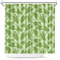 Green Hawaii Kalo Palaka Motifs Shower Curtain Hawaiian Taro Leaves Elegant Vibes - Polynesian Pride