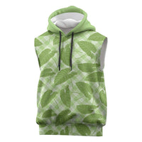 Green Hawaii Kalo Palaka Motifs Sleeveless Hoodie Hawaiian Taro Leaves Elegant Vibes - Polynesian Pride