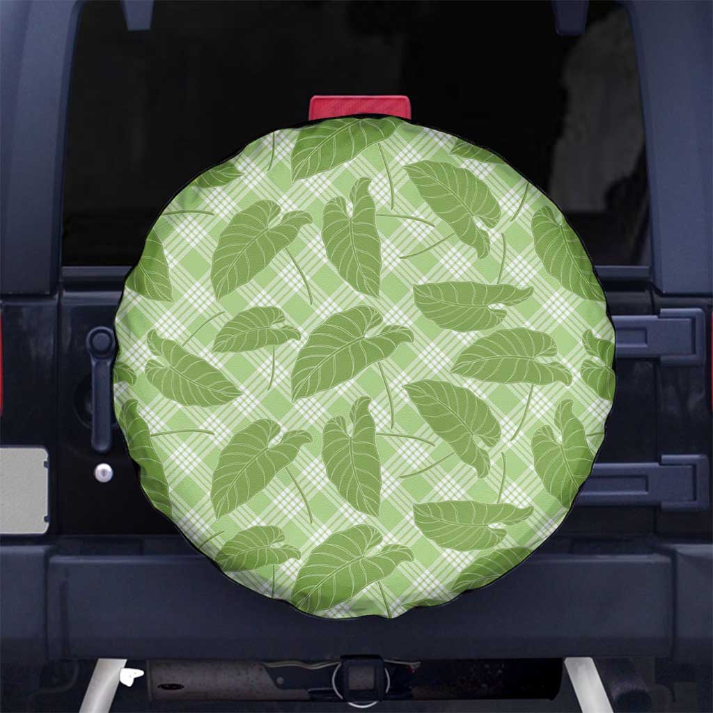 Green Hawaii Kalo Palaka Motifs Spare Tire Cover Hawaiian Taro Leaves Elegant Vibes - Polynesian Pride