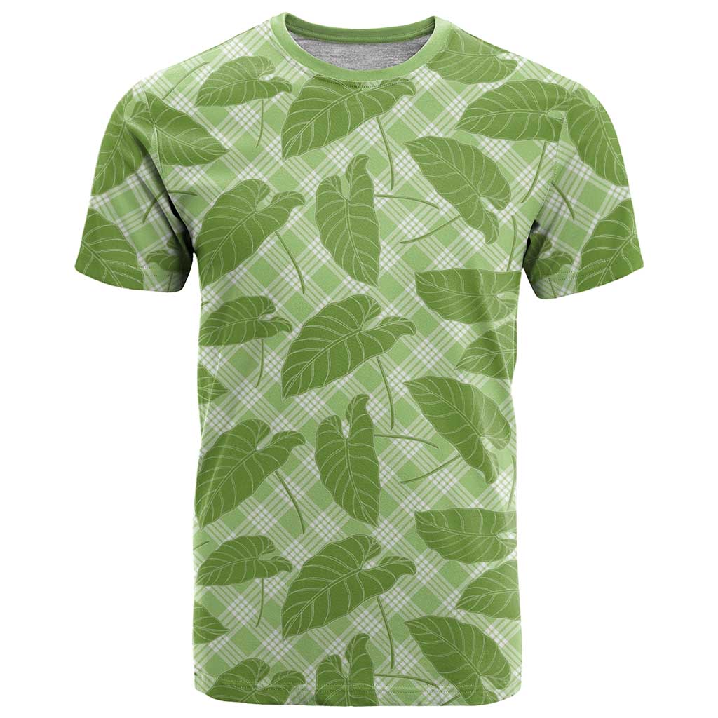 Green Hawaii Kalo Palaka Motifs T Shirt Hawaiian Taro Leaves Elegant Vibes - Polynesian Pride