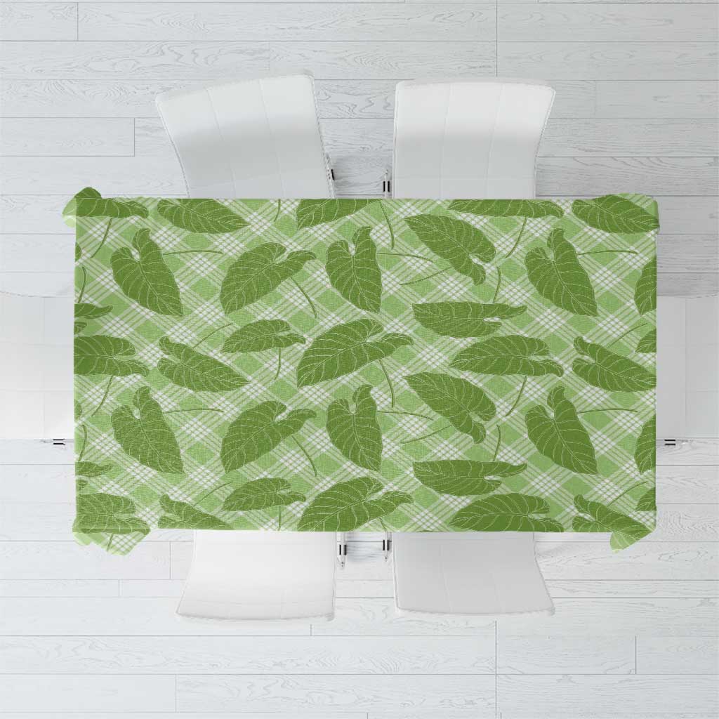 Green Hawaii Kalo Palaka Motifs Tablecloth Hawaiian Taro Leaves Elegant Vibes - Polynesian Pride