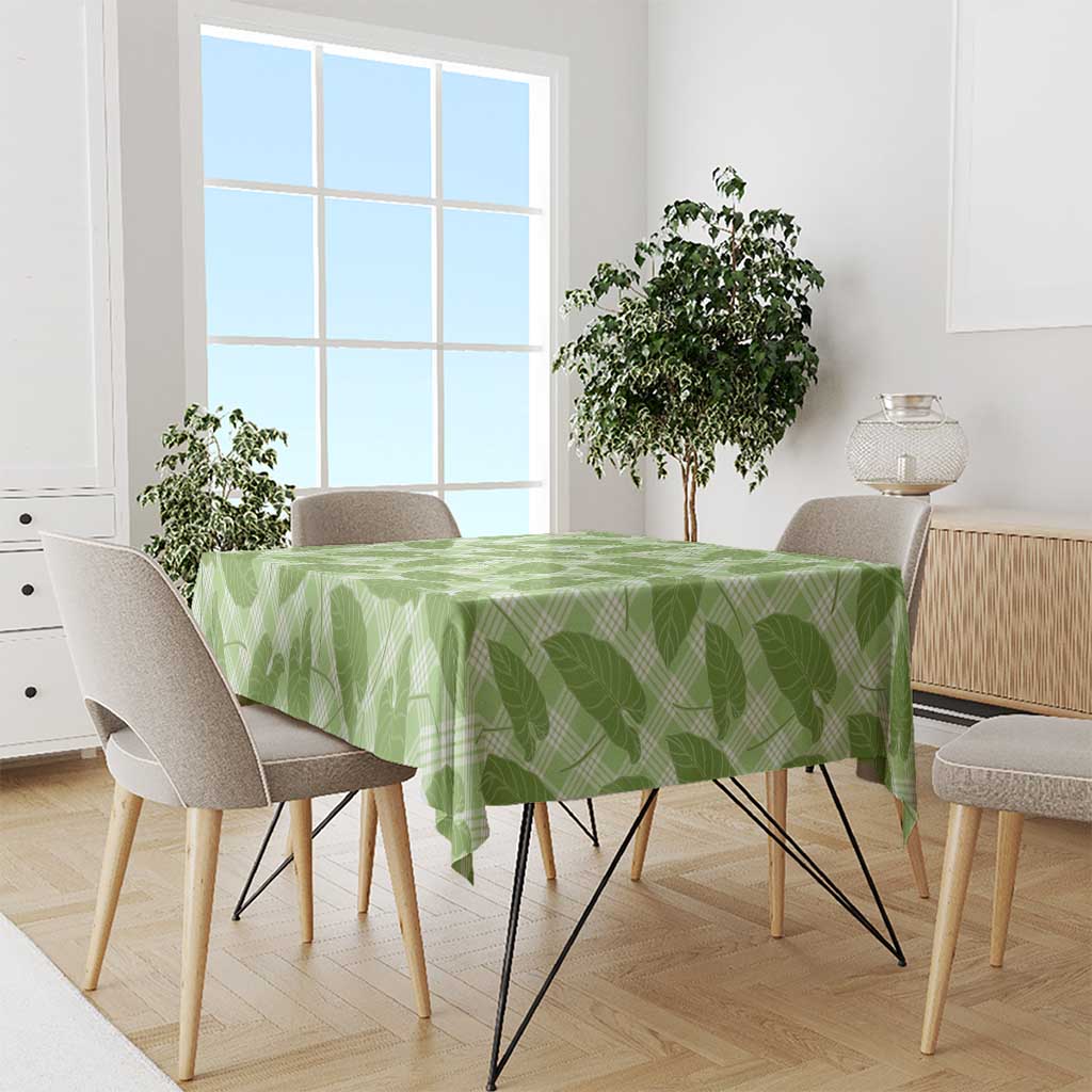 Green Hawaii Kalo Palaka Motifs Tablecloth Hawaiian Taro Leaves Elegant Vibes - Polynesian Pride