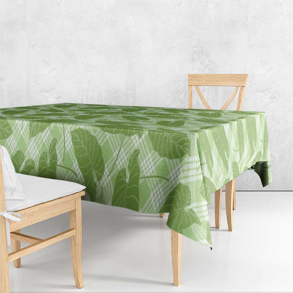 Green Hawaii Kalo Palaka Motifs Tablecloth Hawaiian Taro Leaves Elegant Vibes - Polynesian Pride