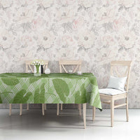 Green Hawaii Kalo Palaka Motifs Tablecloth Hawaiian Taro Leaves Elegant Vibes - Polynesian Pride