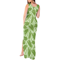 Green Hawaii Kalo Palaka Motifs Tank Maxi Dress Hawaiian Taro Leaves Elegant Vibes - Polynesian Pride