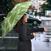 Green Hawaii Kalo Palaka Motifs Umbrella Hawaiian Taro Leaves Elegant Vibes - Polynesian Pride