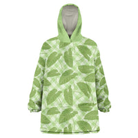 Green Hawaii Kalo Palaka Motifs Wearable Blanket Hoodie Hawaiian Taro Leaves Elegant Vibes - Polynesian Pride
