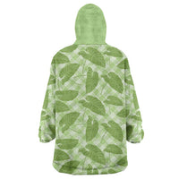 Green Hawaii Kalo Palaka Motifs Wearable Blanket Hoodie Hawaiian Taro Leaves Elegant Vibes - Polynesian Pride