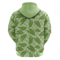 Green Hawaii Kalo Palaka Motifs Zip Hoodie Hawaiian Taro Leaves Elegant Vibes - Polynesian Pride
