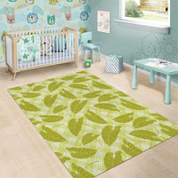 Lime Green Hawaii Kalo Palaka Motifs Area Rug Hawaiian Taro Leaves Elegant Vibes - Polynesian Pride